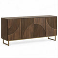 Credenza rettangolare in MDF effetto noce con 4 ante, 180 x 40 x 80 cm, Marrone Noce/Bronzo