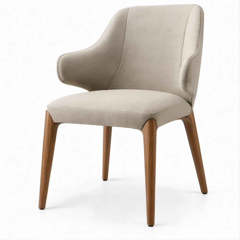 Sedia da pranzo con braccioli imbottiti in beige e legno di frassino, 58 x 61 x 86 cm
