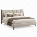 Letto matrimoniale imbottito beige 225 x 200 x 120 cm per materasso 180 x 200 cm