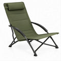 Sedia da campeggio pieghevole reclinata Verde Oliva/Nero in poliestere 600D, 60 x 75 x 92 cm