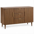 Credenza rettangolare color noce con 2 ante, 3 cassetti e gambe, 120 x 40 x 80 cm